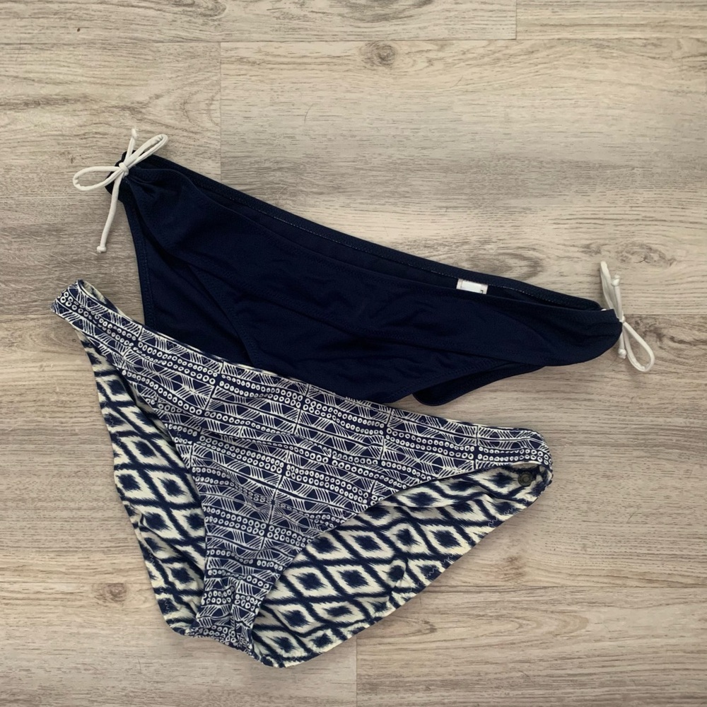 Navy and Patterned Bikini Bottoms